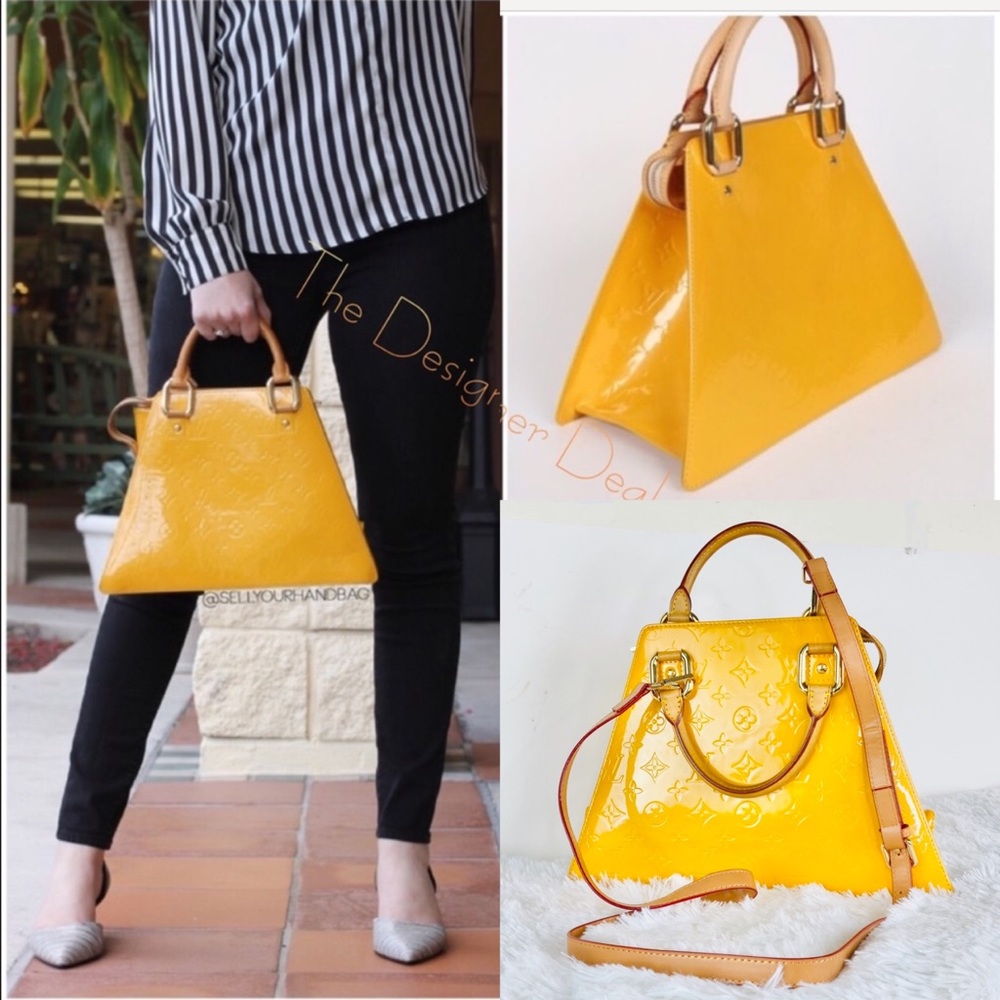 Louis Vuitton Hand Bag Forsysh Yellows Vernis Bag convertible shoulder strap